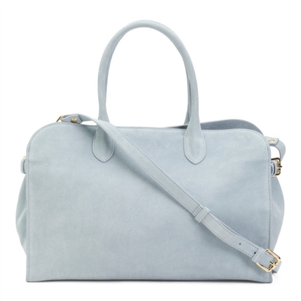 NWT! Sky Blue Claudia Suede Satchel Tote!